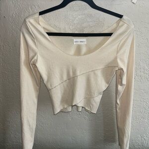 Cream Ribbed Crop Top